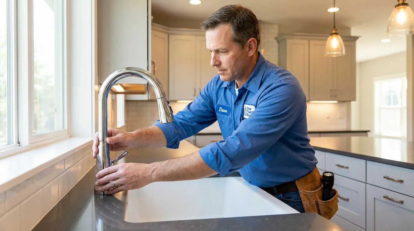 Kitchen faucet installation by Johns Plumbing LLC in Foster