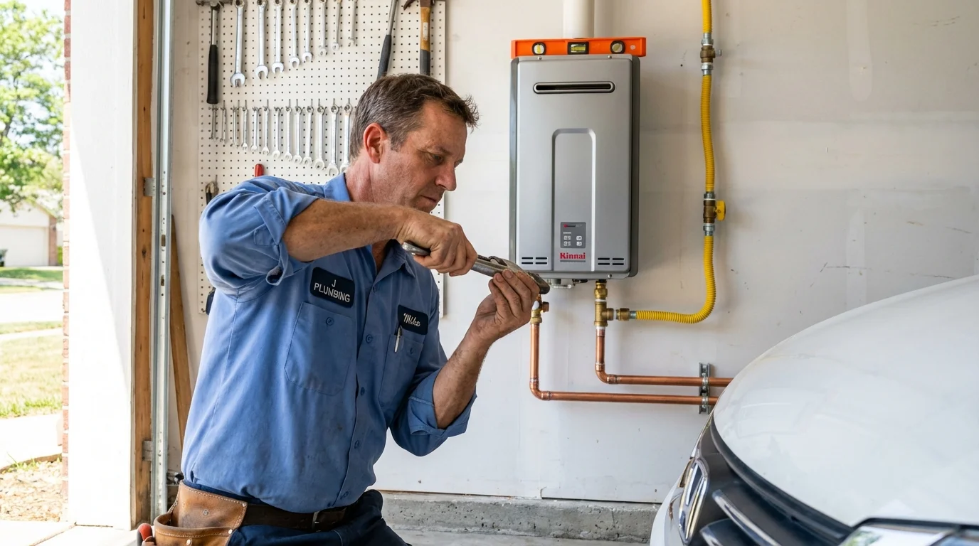 Tankless water heater installation by a Johns Plumbing LLC plumber in Foster